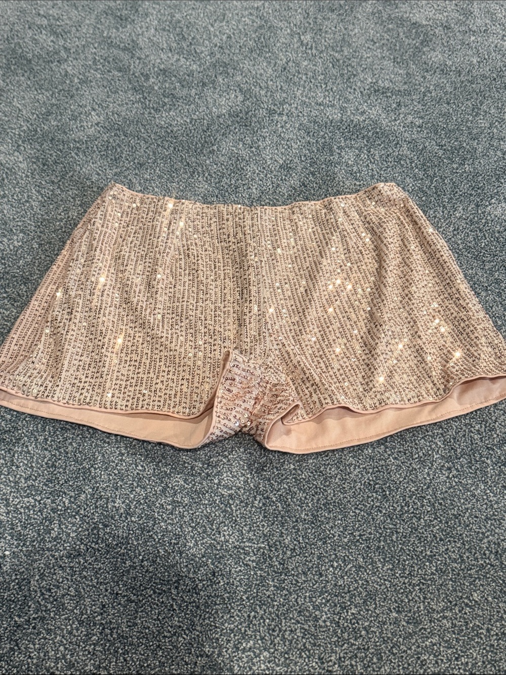 Beige Sequin Shorts